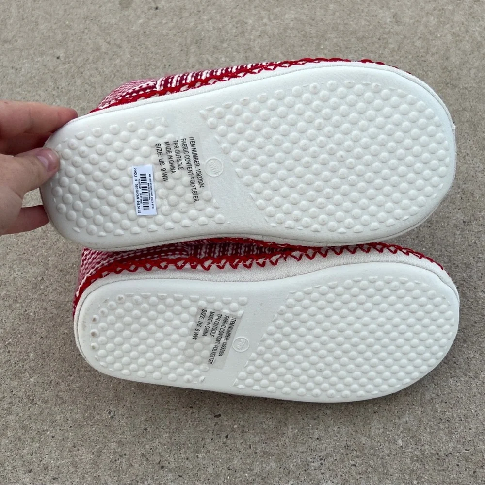 Torrid Red White Striped Knit Christmas Slippers - Picture 8 of 8